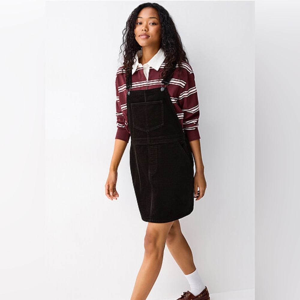 Twik Black Corduroy Overall Dress